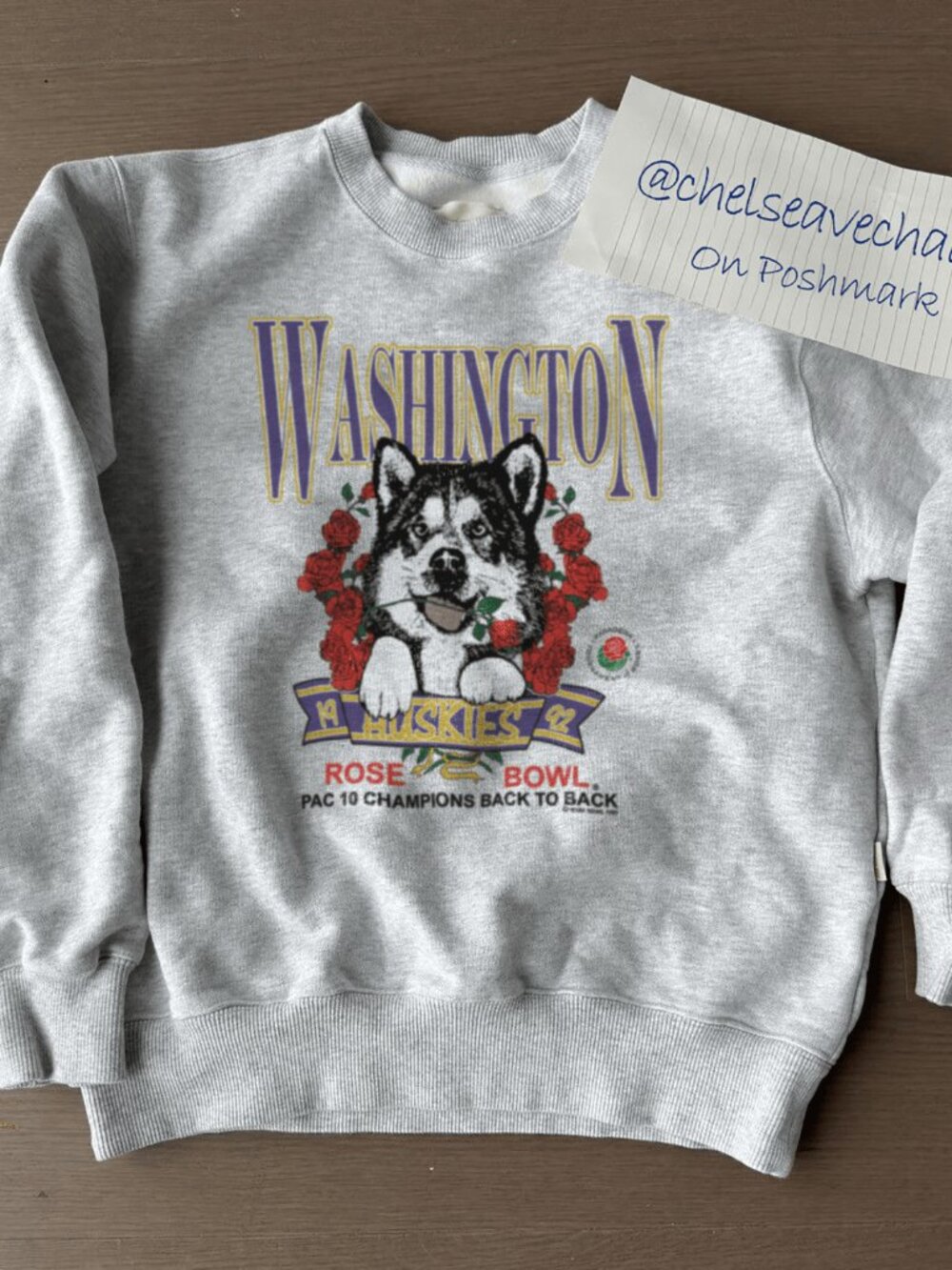 Vintage 1992 University of Washington Huskies Rose Bowl Football Sweatshirt